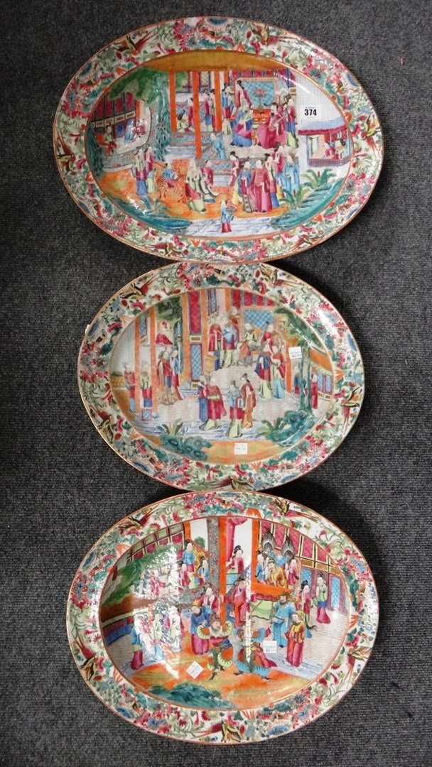 Appraisal: A Canton famille-rose part service th century each piece painted