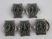 Appraisal: A mixed lot comprising five gent's CWC military wrist watches