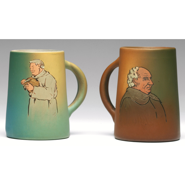 Appraisal: Weller Dickensware mug incised and painted portrait of a monk