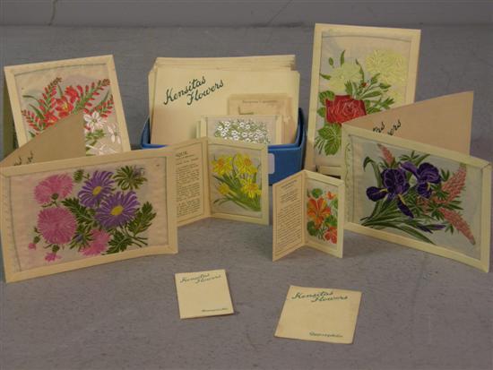 Appraisal: Collection of early th century silks of flowers Postcard size