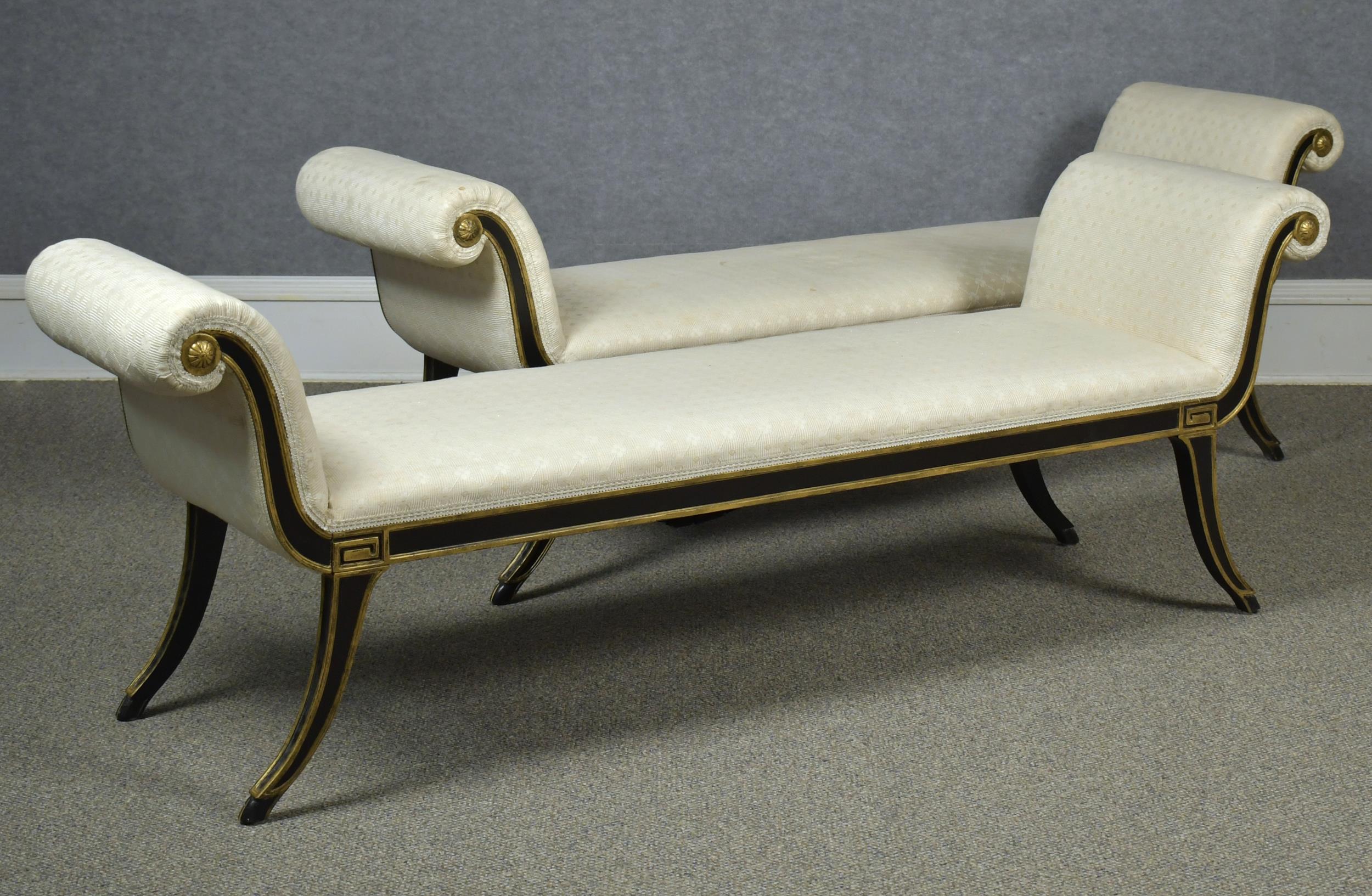 Appraisal: PAIR OF TH C NEOCLASSICAL STYLE WINDOW BENCHES With black