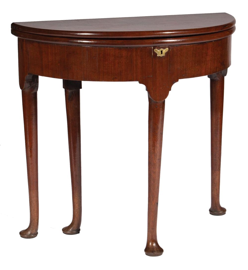 Appraisal: Queen Anne Mahogany Demilune Table early th c foldover top