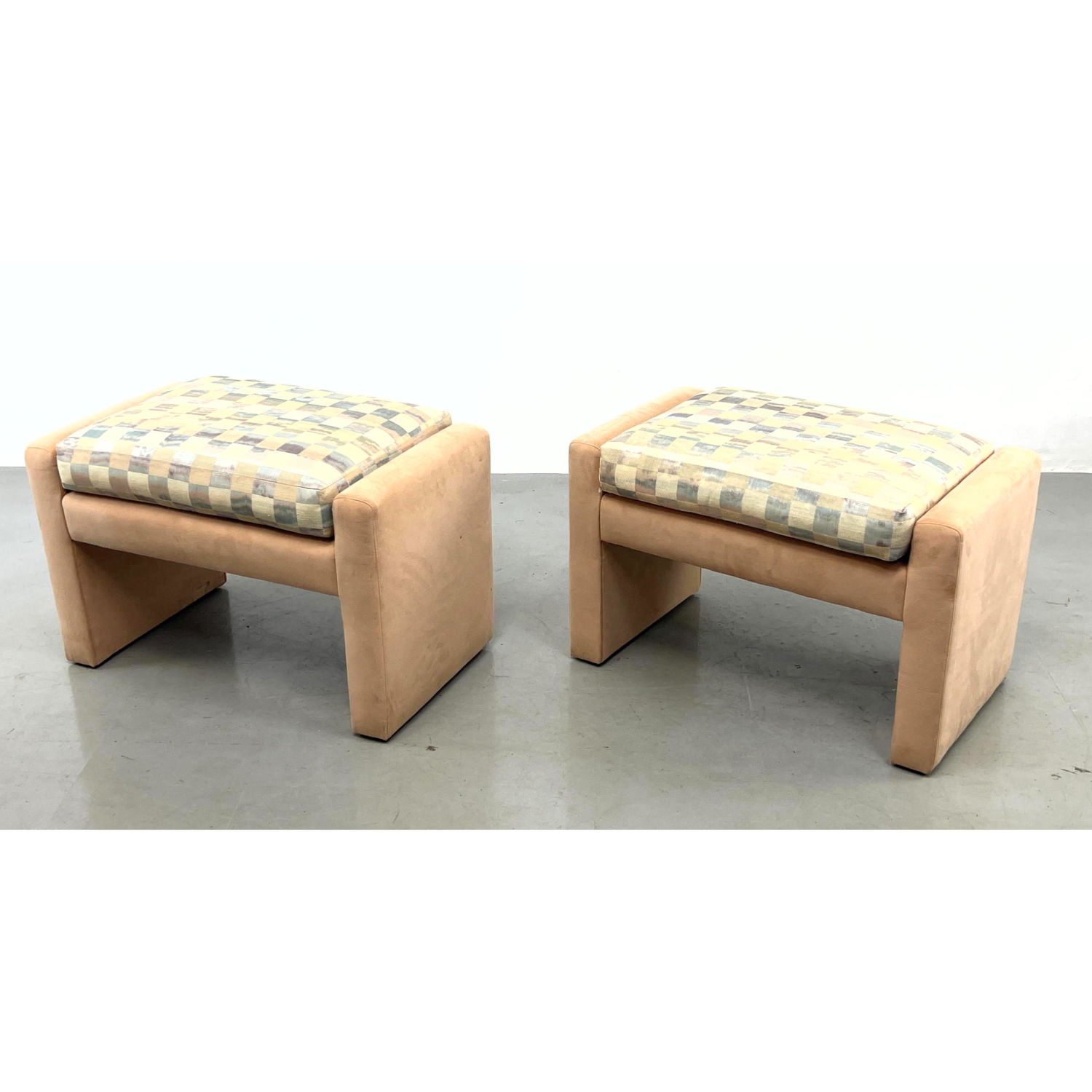 Appraisal: Pair THAYER COGGIN Milo Baughman Ottoman Stools Dimensions H inches