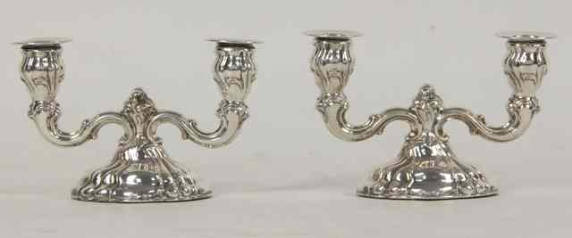 Appraisal: A pair of German sterling silver two-light table lights Wilhelm