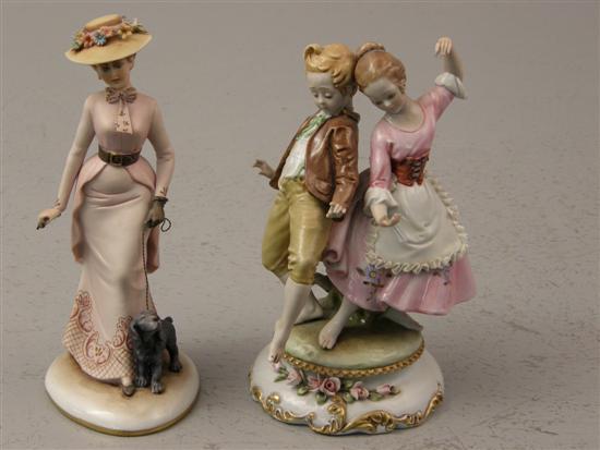 Appraisal: Two Capo Di Monte figure 'Dancers' and a Lady Walking