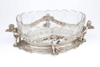 Appraisal: A German silver jardiniere with cut glass liner Late th