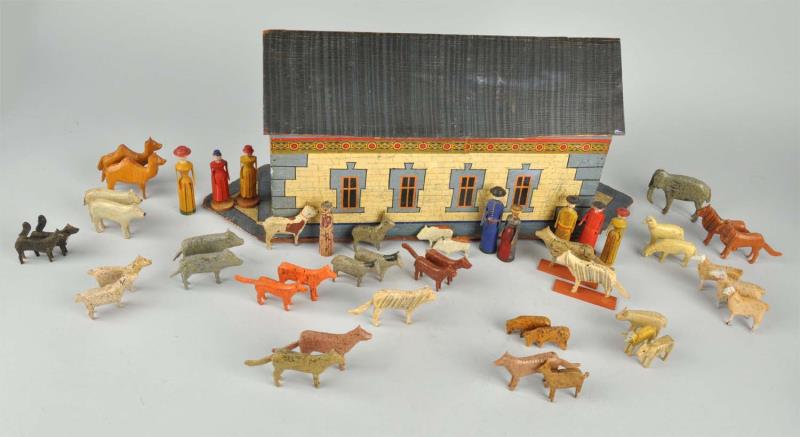 Appraisal: Early Wooden Ark Animals Comes with beautiful large assortment of