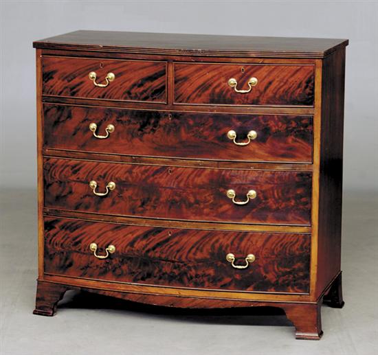 Appraisal: George III style mahogany bow front chest of drawers mid