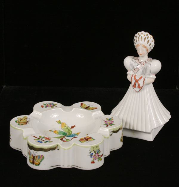 Appraisal: Herend hand painted porcelain items Russian girl in ethnic costume