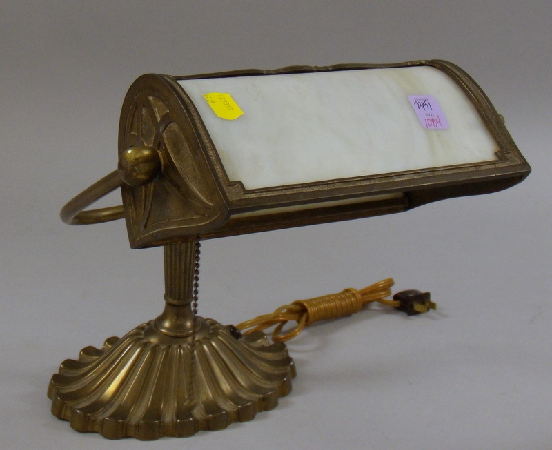 Appraisal: Bradley Hubbard Gilt Brass and Bent Slag Glass Desk Lamp