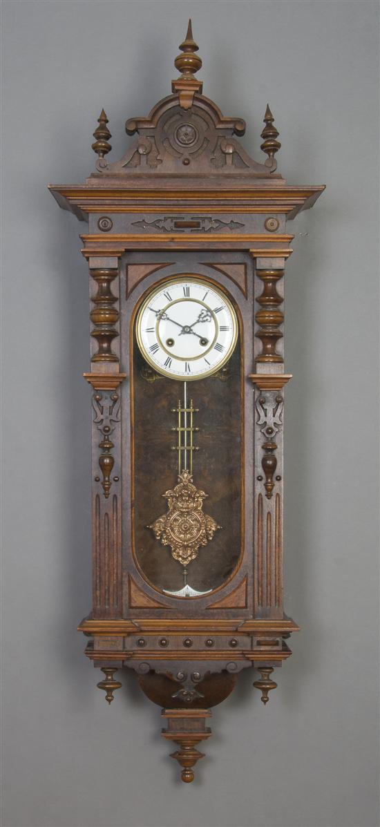 Appraisal: A German Walnut Regulator Clock Height x width inches