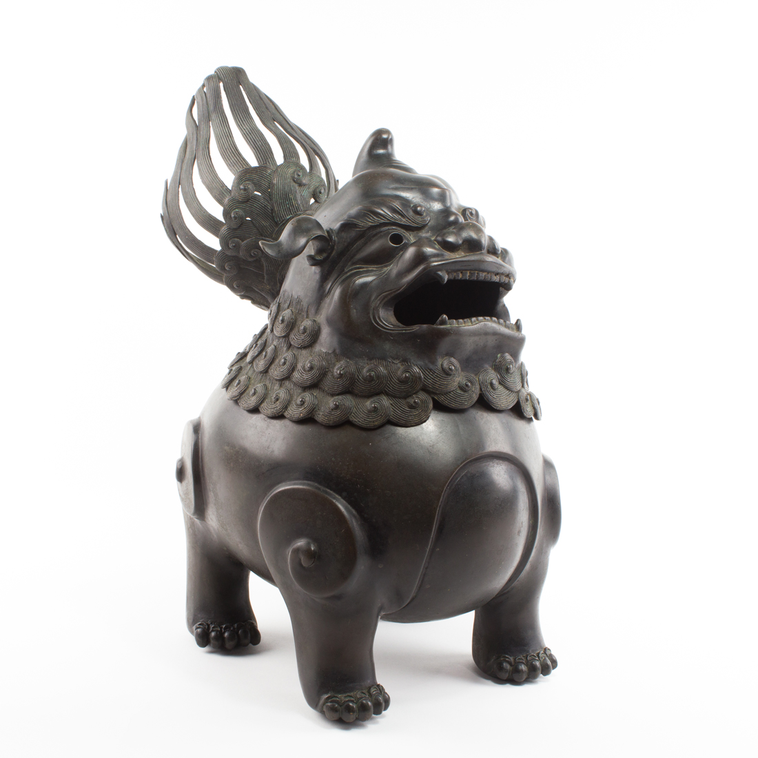 Appraisal: CHINESE BRONZE 'LUDUAN' BEAST FORM CENSER Chinese bronze 'Luduan' beast