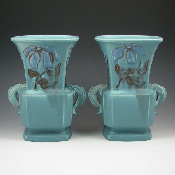 Appraisal: Pair of Rookwood vases from with squeeze bag decoration by