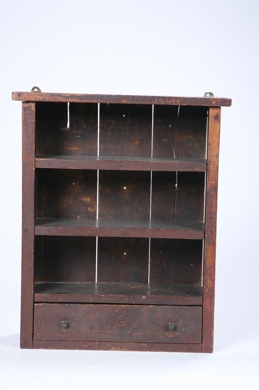 Appraisal: HANGING CUPBOARD American st half- th century walnut pine and