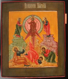 Appraisal: INTERESTING RUSSIAN ICON TRANSFIGURATION AN INTERESTING RUSSIAN ICON OF THE