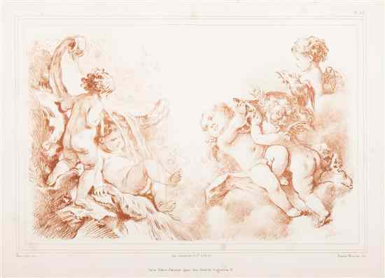 Appraisal: A Pair of French Prints After Boucher depicting putti at