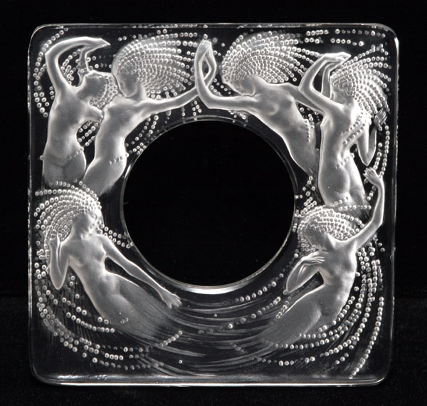 Appraisal: Rene Lalique Naiades colorless glass clock frame engraved 'R Lalique