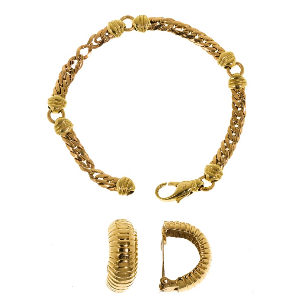 Appraisal: K GOLD BRACELET AND EARRINGS items including a bi-color gold