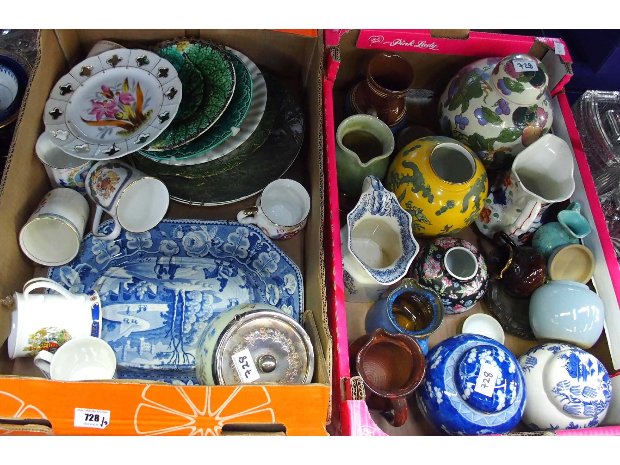 Appraisal: Two boxes comprising various porcelain and ceramics including ginger jars