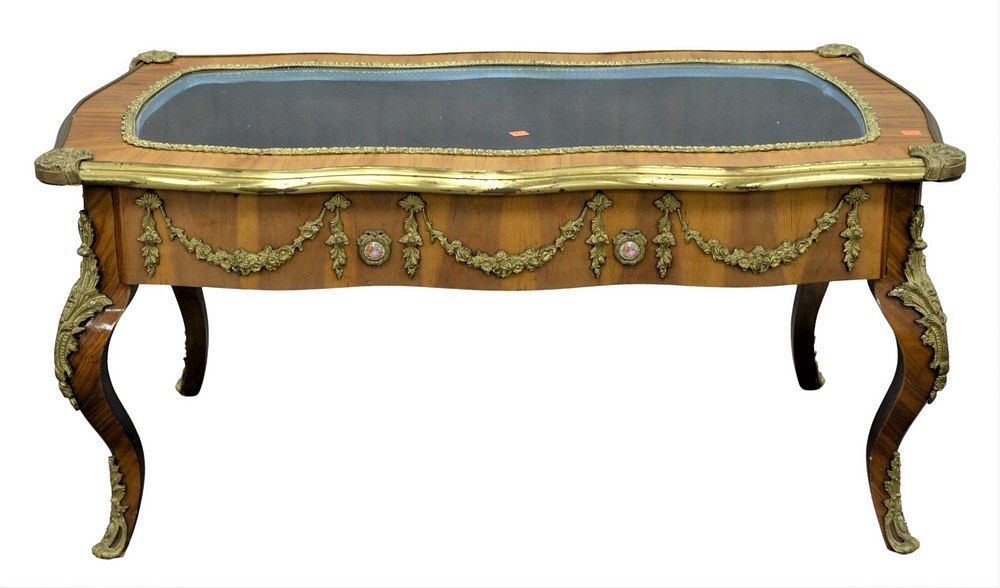 Appraisal: Louis XV Style Vitrine Coffee Table having ormolu mounts throughout