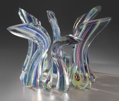 Appraisal: Harvey Littleton Glass Crown Sculpture American th century twelve-part construction