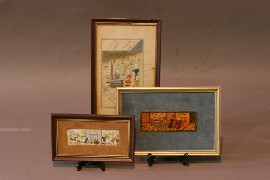 Appraisal: Three small Islamic paintings depicting court scenes various media