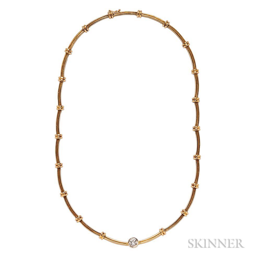 Appraisal: kt Gold and Diamond Necklace kt Gold and Diamond Necklace