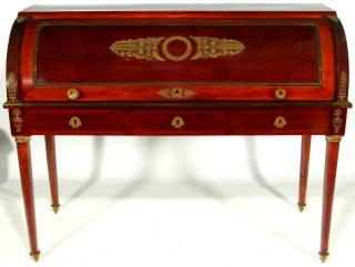 Appraisal: A THC EMPIRE MAHOGANY GILT BRONZE BUREAU A CYLINDRE A