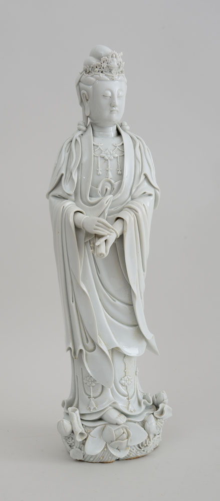 Appraisal: CHINESE BLANC DE CHINE PORCELAIN FIGURE OF KWAN YIN Modeled