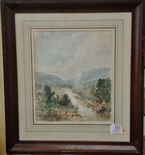 Appraisal: Two late th century landscapes watercolors on paper Row Boats