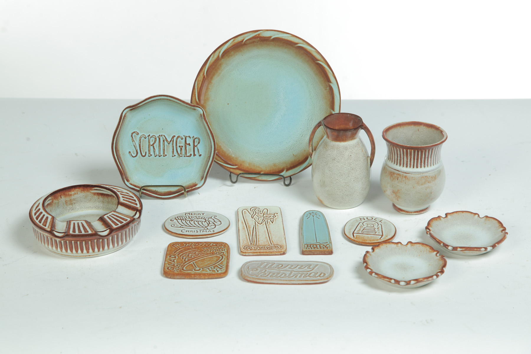 Appraisal: THIRTEEN VARIOUS PIECES OF NICODEMUS POTTERY American nd half- th