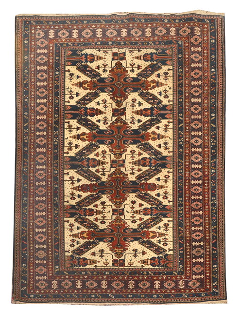 Appraisal: A CAUCASIAN SEJSHOUR RUG decorated four interlinked cross shaped medallions