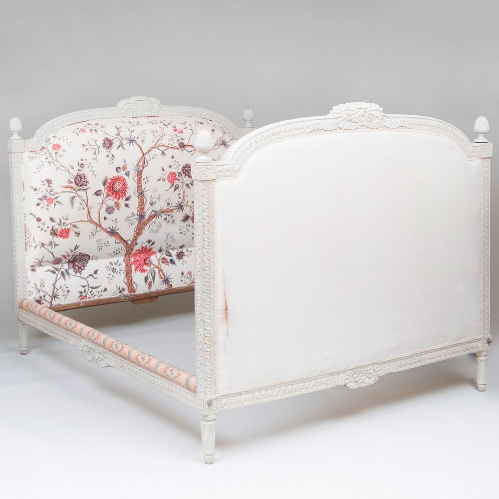 Appraisal: Louis XVI Style White Painted and Upholstered Lit d'Alcove ft