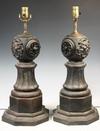 Appraisal: TABLE LAMPS - Pair of cast iron table lamps made