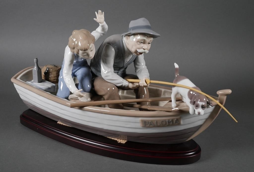 Appraisal: LLADRO FISHING WITH GRAMPS FIGURINE Porcelain glossy figurine of a