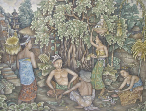 Appraisal: N D Kesul Ubud School Bali late th century- Villagers