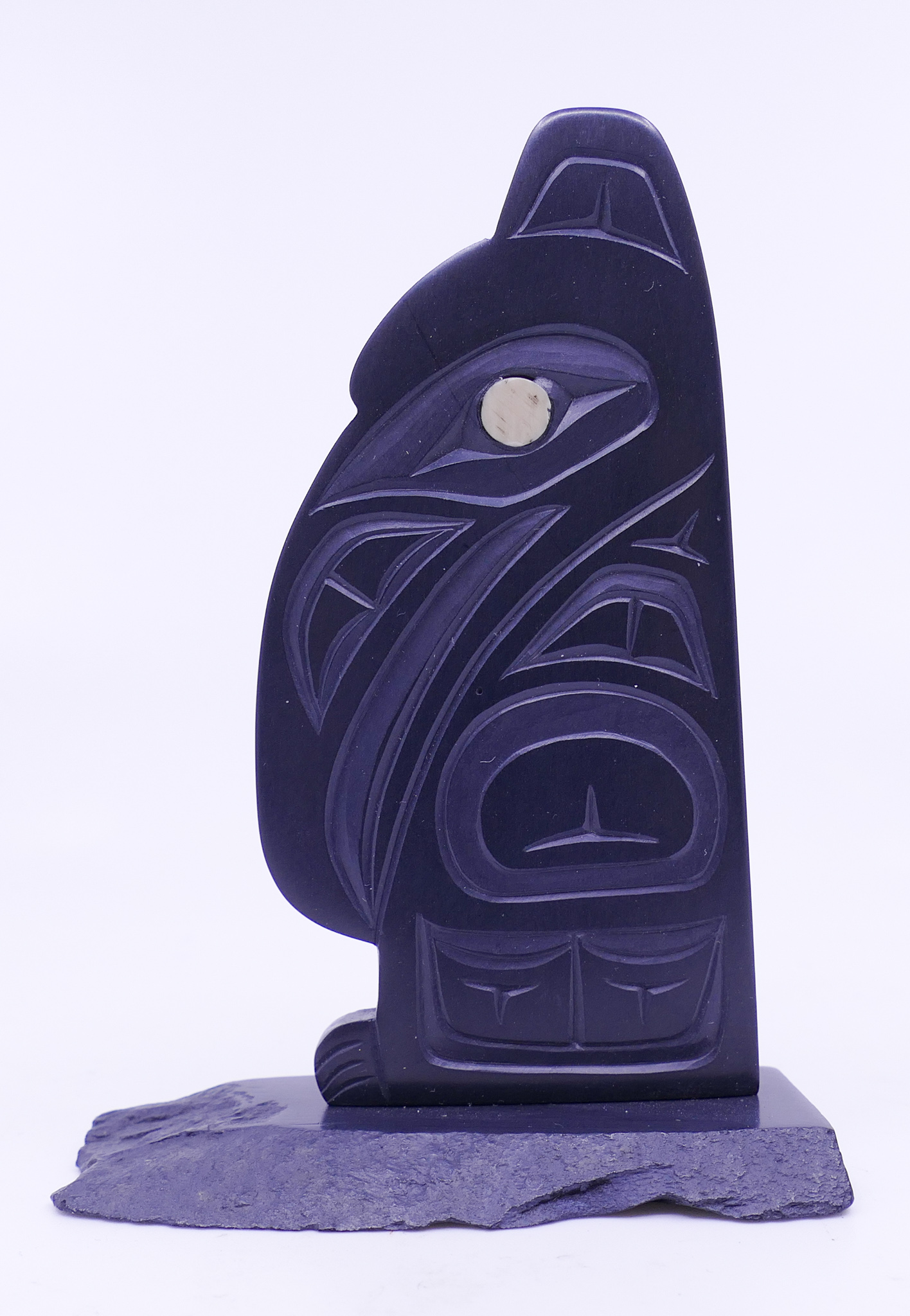 Appraisal: Glen Pollard Raven Argillite Totem Model- ''