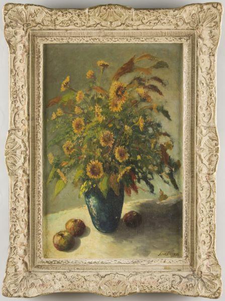 Appraisal: Ivan Lingen Still Life with Flowers th c oil on