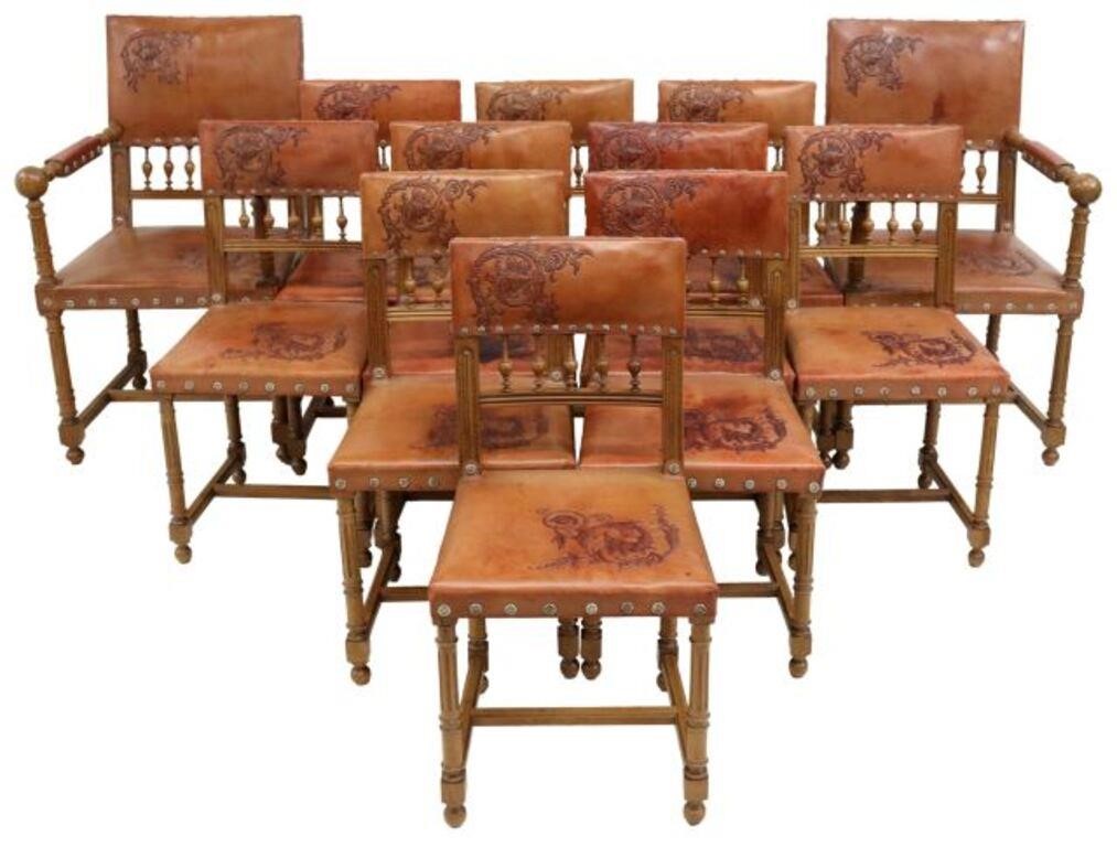 Appraisal: lot of French Henri II style walnut side and armchairs