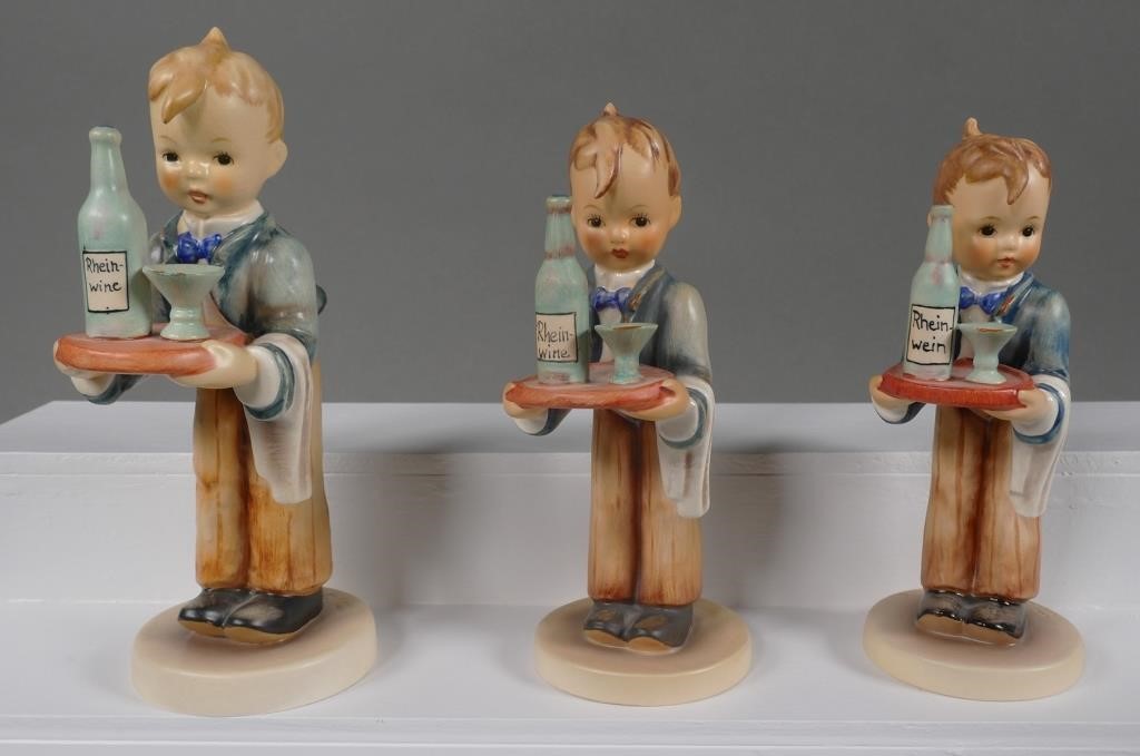 Appraisal: Three Hummel Waiter figurines Two are Hum the other is