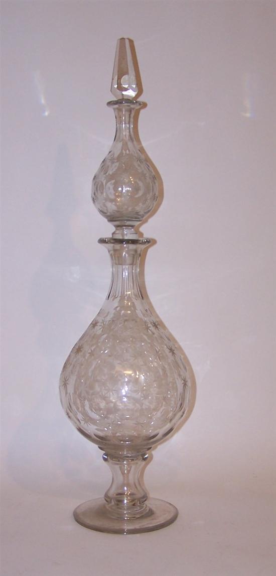 Appraisal: Pedestal base double colorless glass decanter '' h lower and