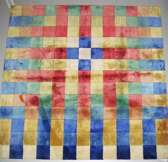 Appraisal: DESIGNER RUG SILK Herbert Bayer colourful squares good condition x