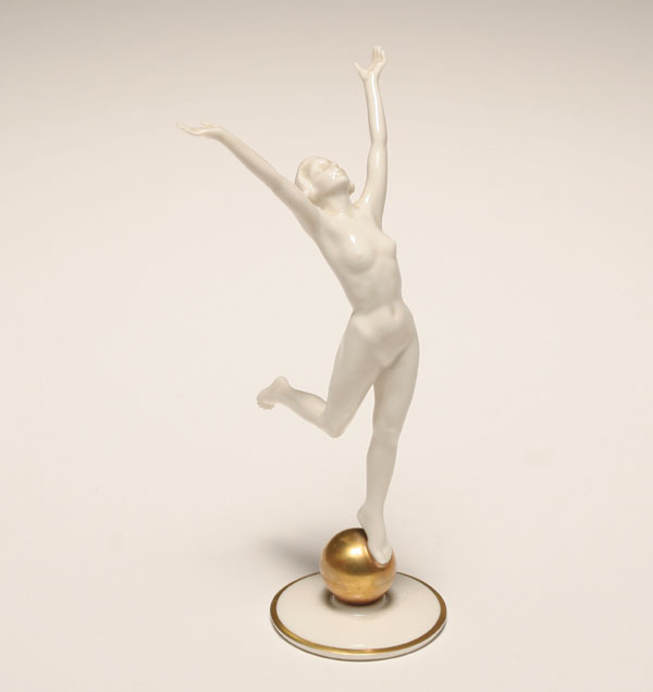 Appraisal: Hutschenreuther porcelain Deco female figure nude form with outstretched arms