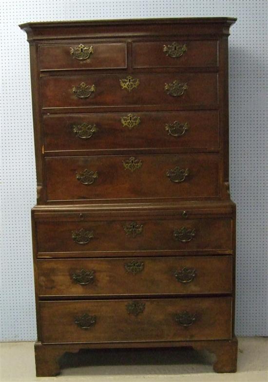 Appraisal: George III mahogany chest on chest the top with two