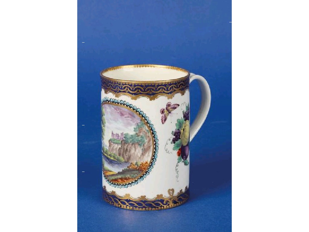 Appraisal: A WORCESTER CYLINDRICAL MUG circa decorated in the Dalhousie style