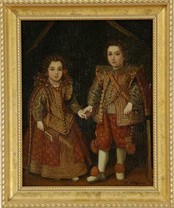 Appraisal: N Bingham Portrait of Two Children in th-Century Costume Oil