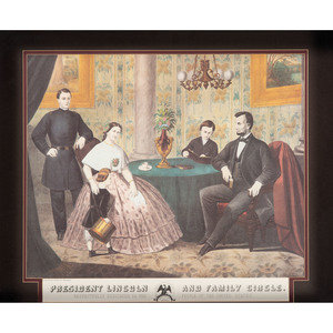 Appraisal: A President Lincoln and Family Circle Lithograph housed in a