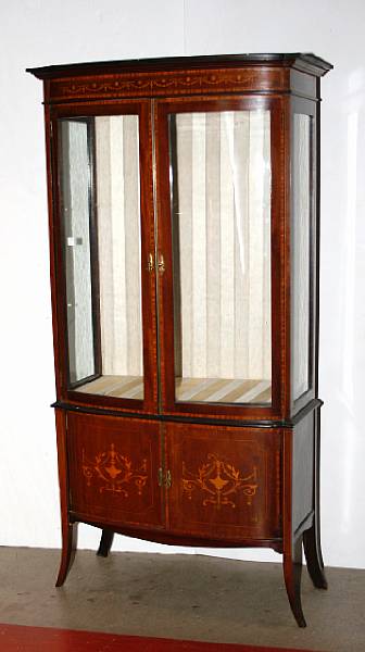 Appraisal: An Edwardian inlaid mahogany vitrine cabinet first quarter th century