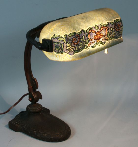 Appraisal: Handel student lamp with art glass shade signed ' HG'