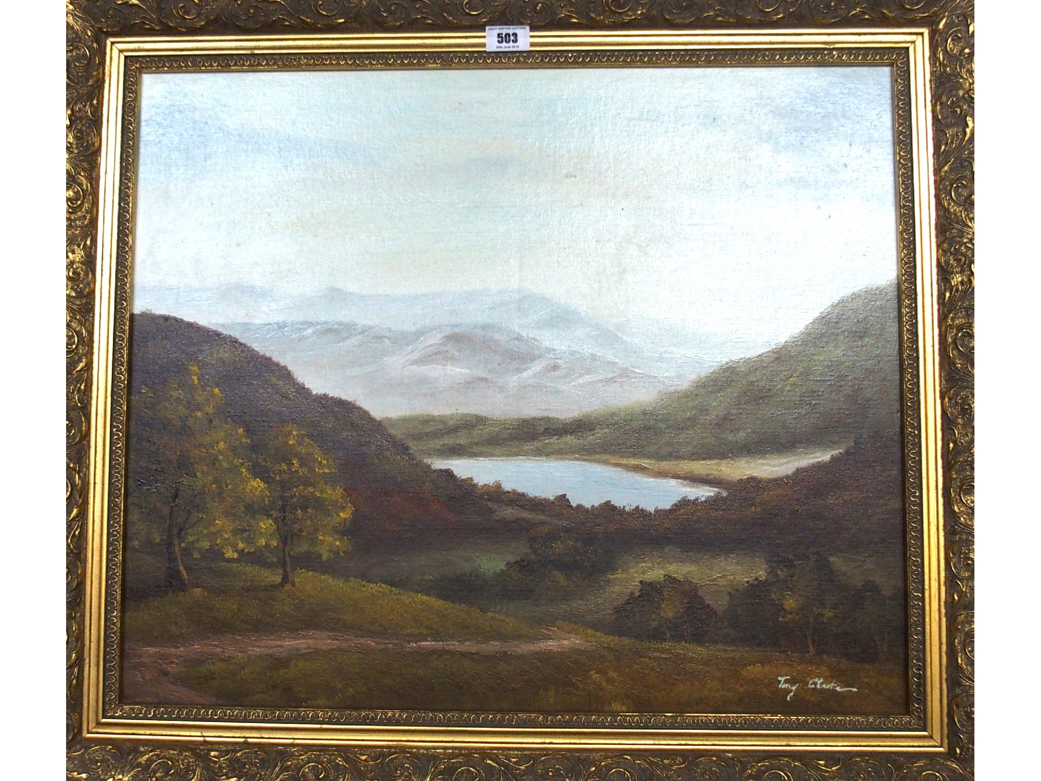 Appraisal: TONY CLARKE Highland Loch signed oil on board